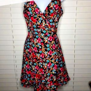 Floral Zara tank dress with ruffle accent